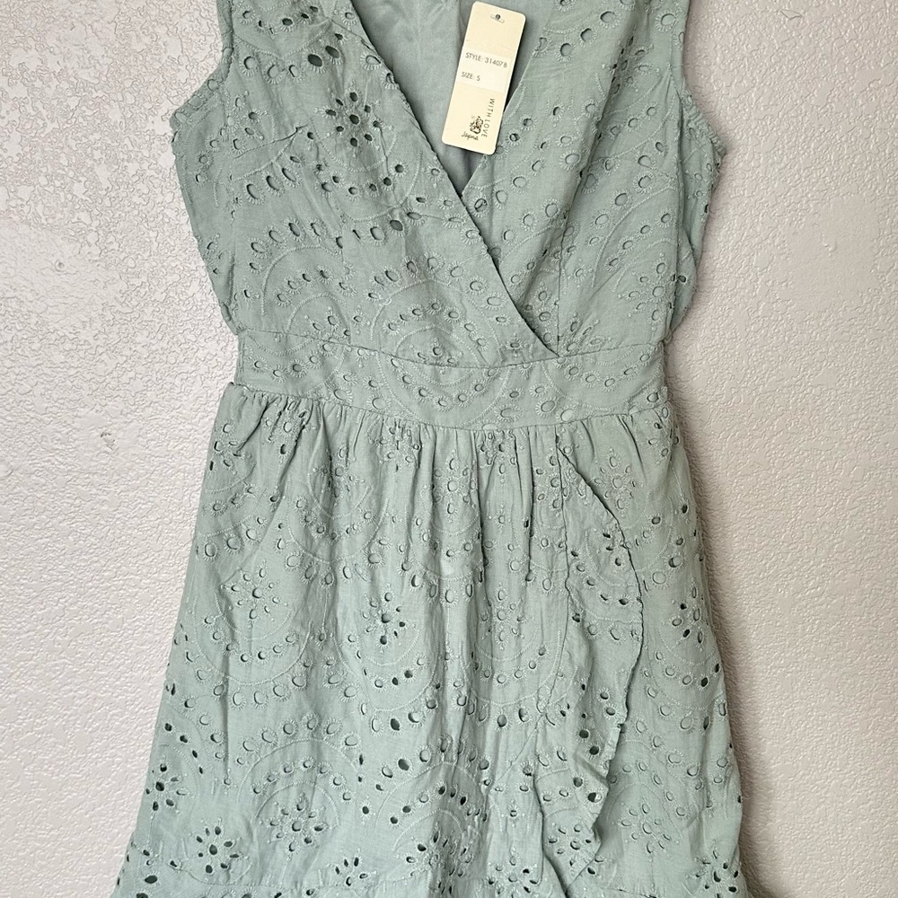 Japna Light Green Embroidered Dress